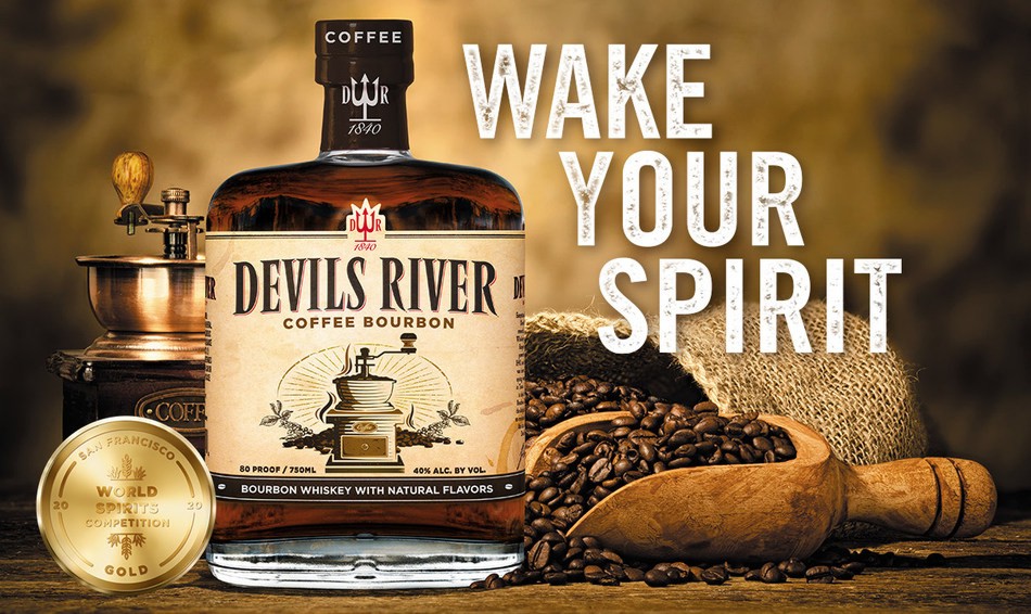 Devils River Coffee Bourbon Whiskey, a San Francisco World Spirits Competition Gold Medal
